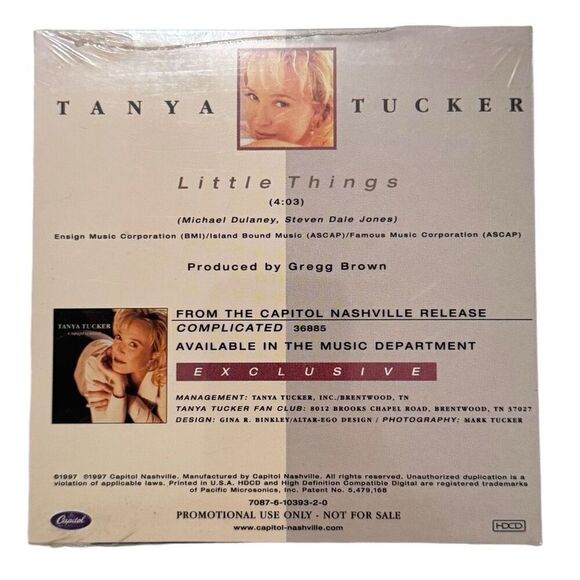 Tanya Tucker Single Cd Little Things ( Factory Sealed, Capital ) Rare - Picture 2 of 3
